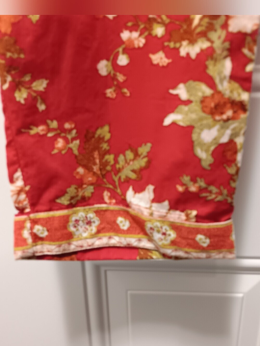 Sundance| Leia Reef Pull-on Cropped Pants Floral Novelty Tie Front Red Boho - Picture 4 of 11